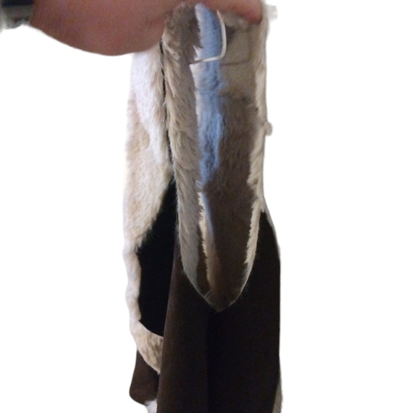 Faux Fur/Suede Vest Romeo & Juliet Couture Brown-White Western BoHo   Soft M - Picture 4 of 9